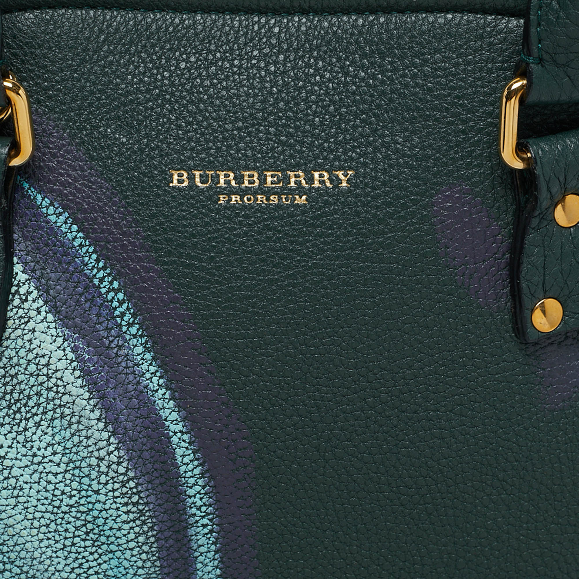 Burberry Dark Bottle Green Painted Leather Medium Bloomsbury Satchel