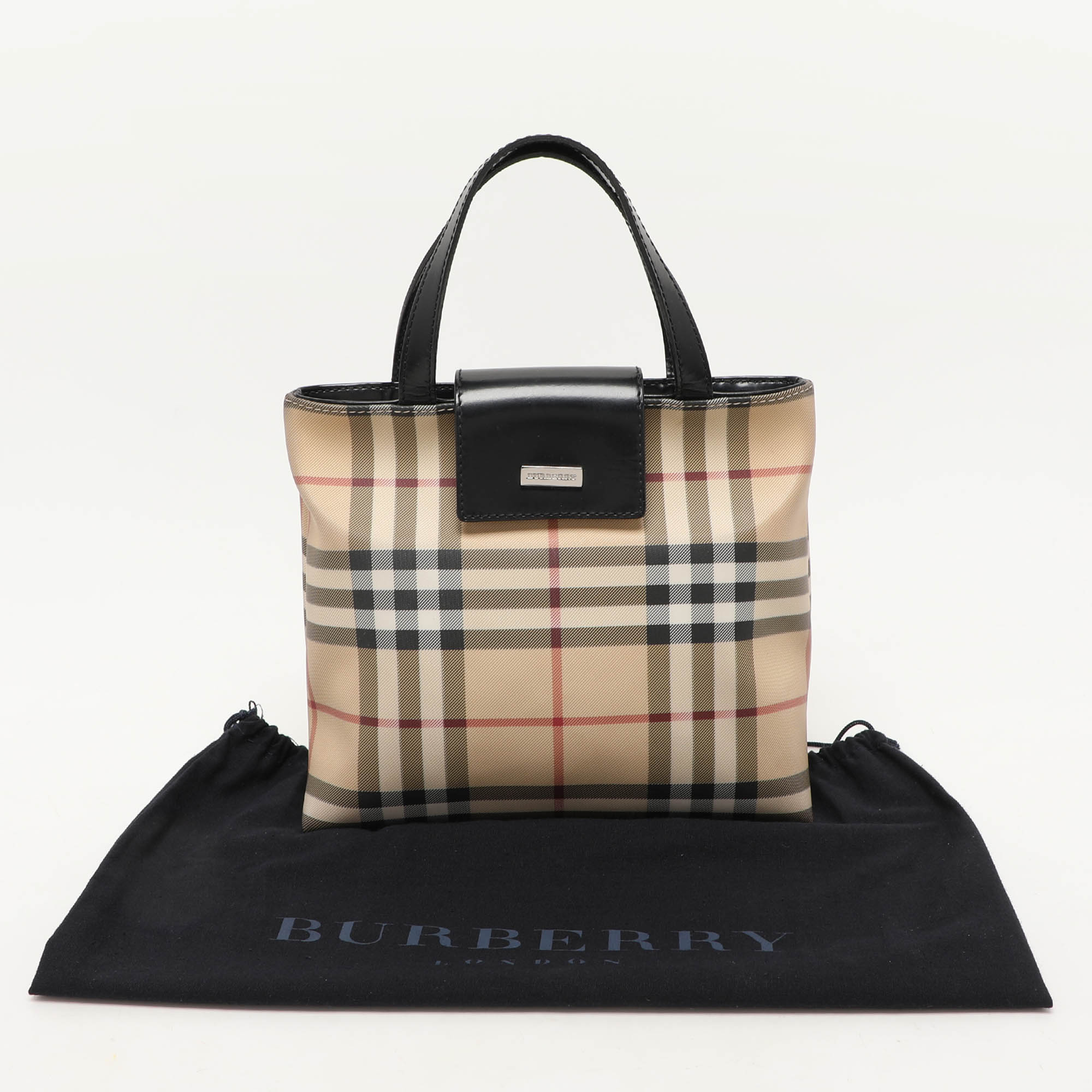 Burberry Beige/Black PVC And Leather Tote