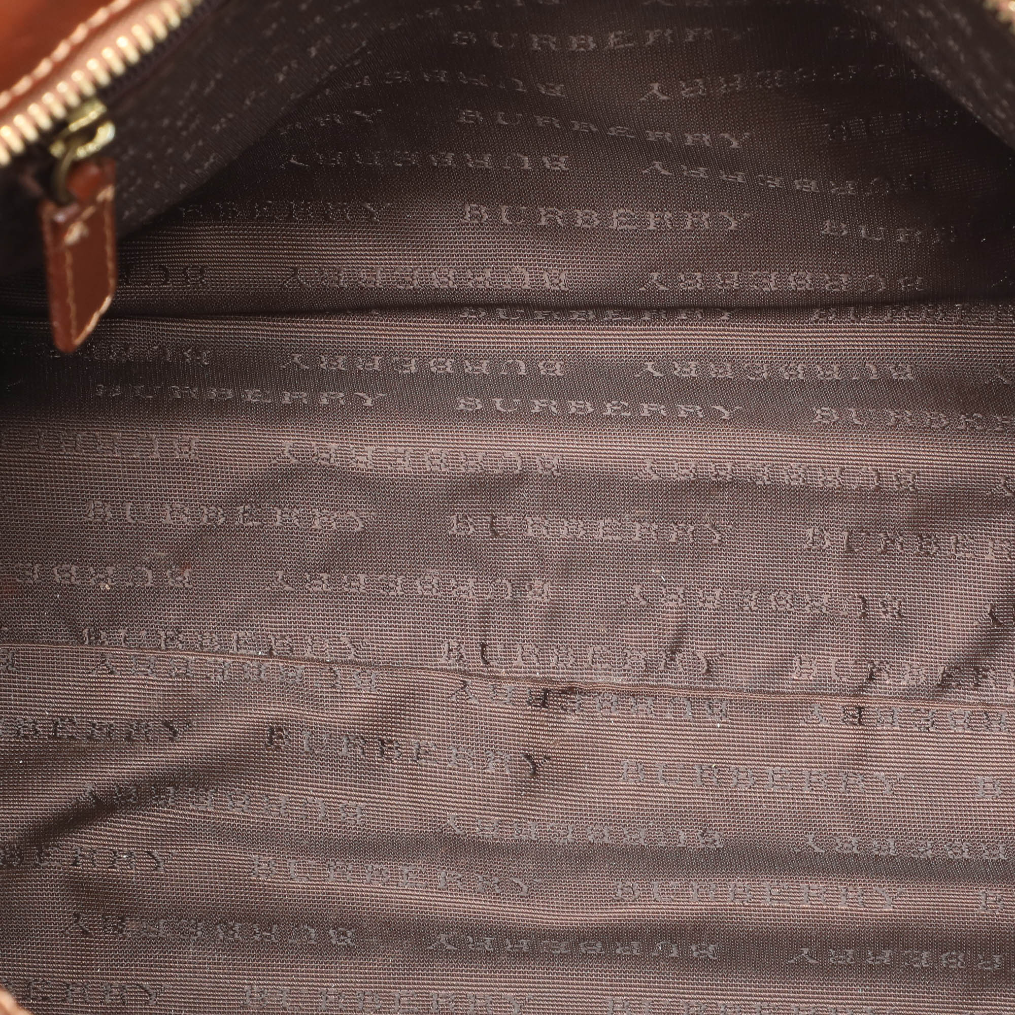 Burberry Brown/Beige Haymarket PVC And Leather Zip Tote