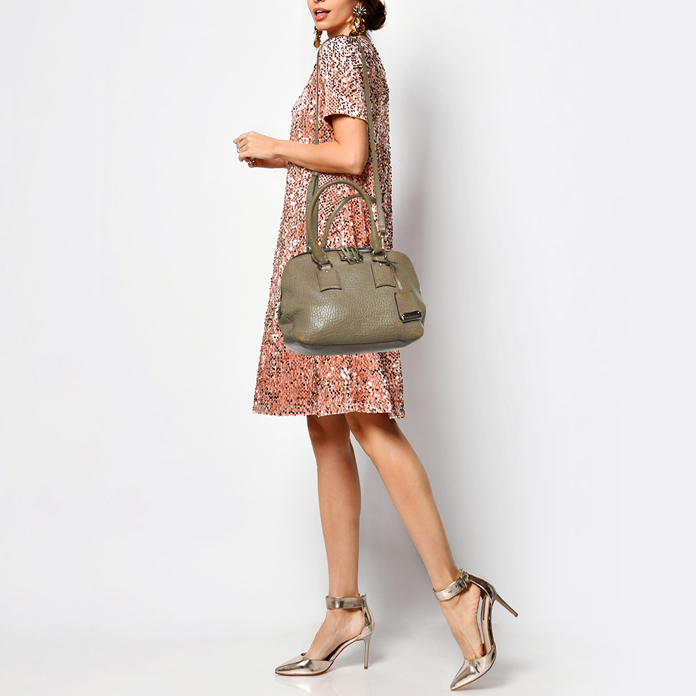 Burberry Taupe Grey Grain Leather Small Orchard Bowler Bag