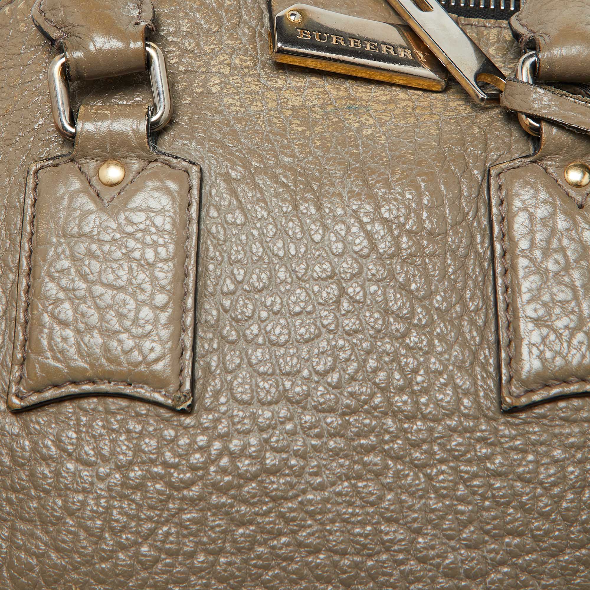 Burberry Taupe Grey Grain Leather Small Orchard Bowler Bag