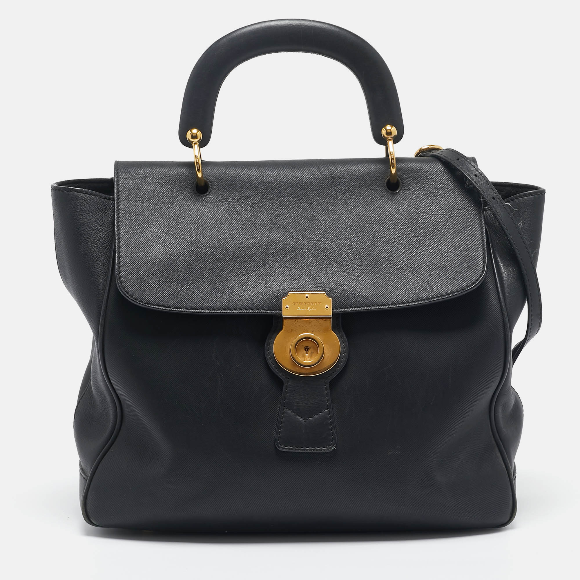 Burberry Black Leather DK88 Top Handle Bag