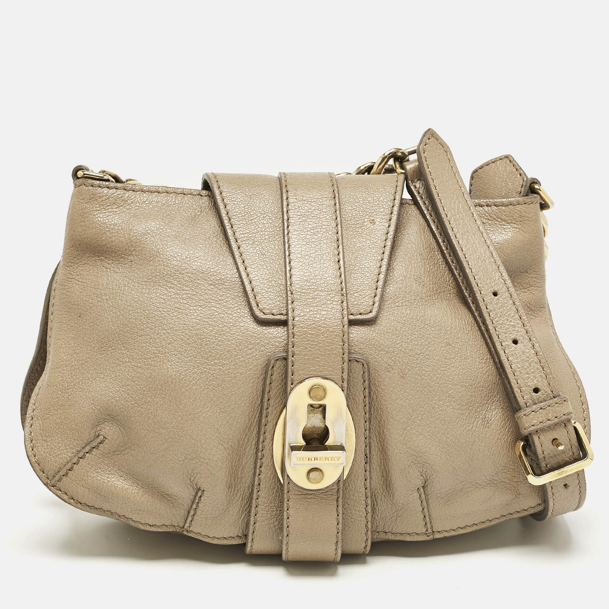 Burberry Beige Leather Bartow Shoulder Bag