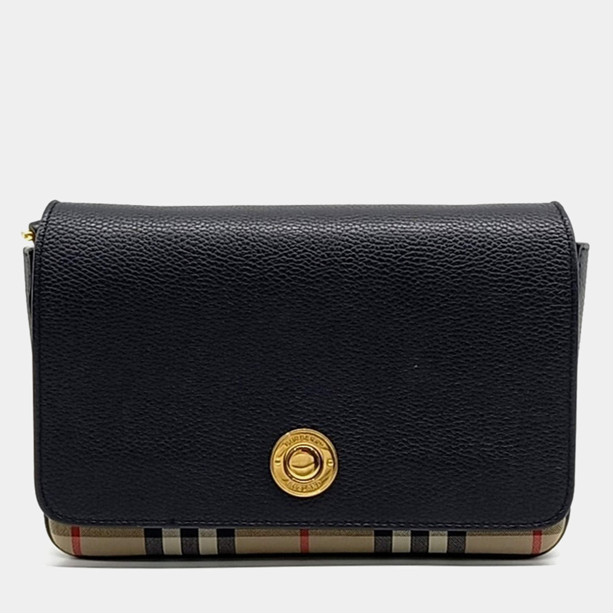 Burberry Black Leather Note Crossbody  Bag