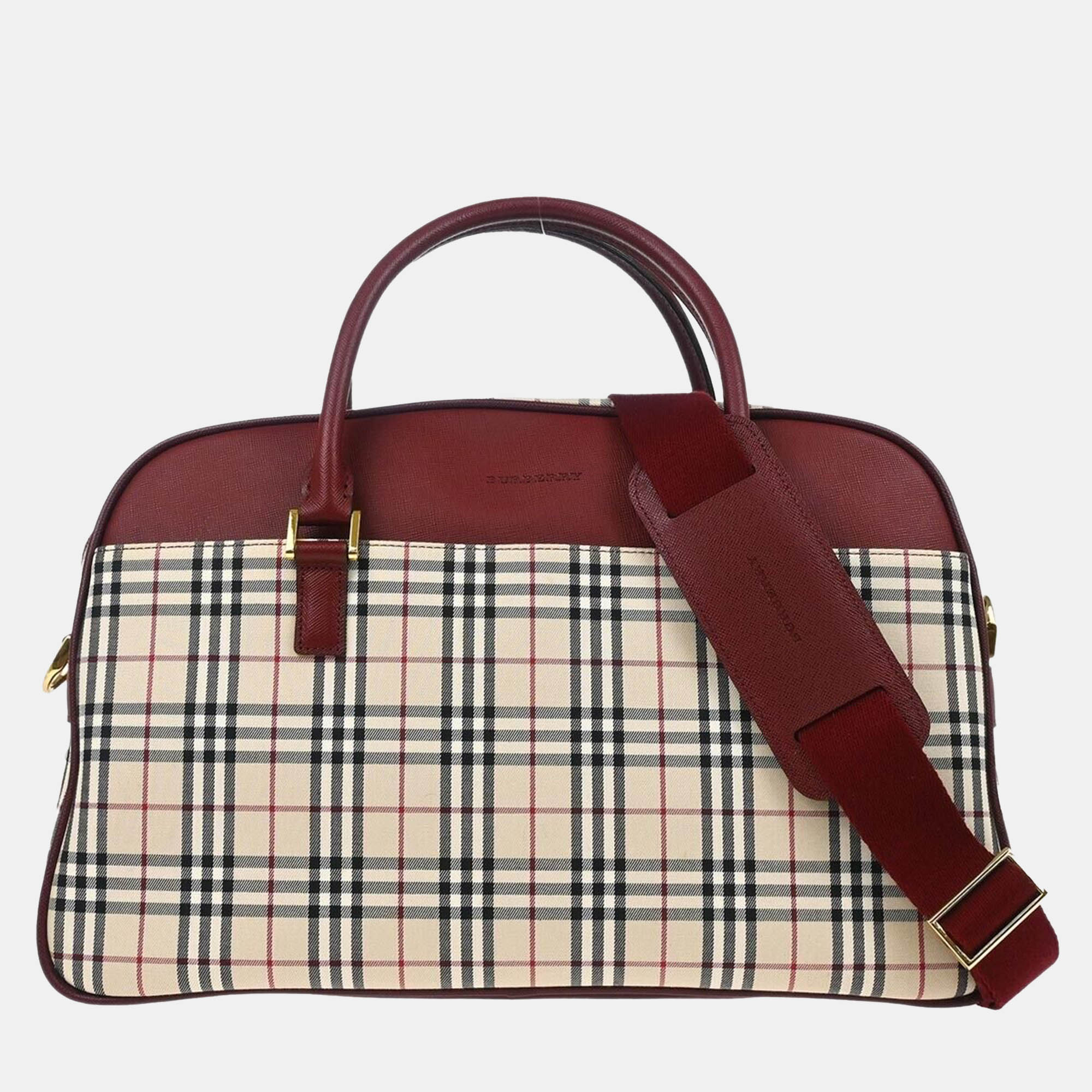 Burberry Beige Bordeaux Check Handbag