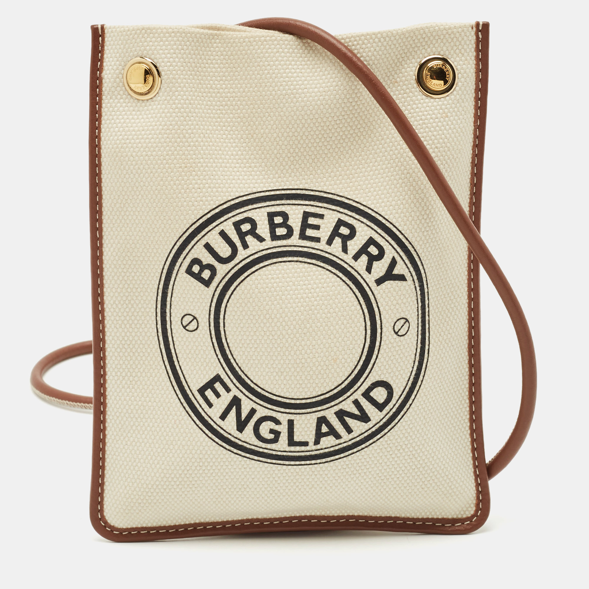 Burberry Brown/Off White Canvas and Leather Mini Logo Flat Crossbody Bag
Burberry Brown/Off White Canvas and Leather Mini Logo Flat Crossbody Bag