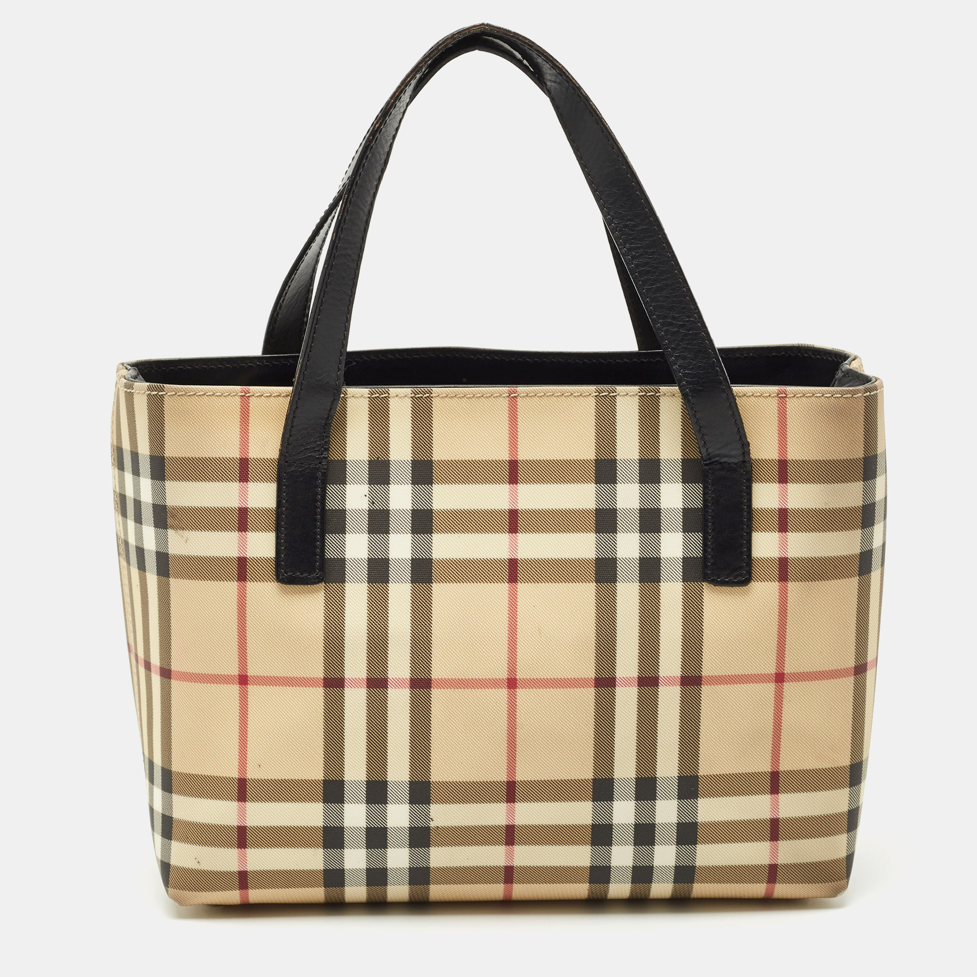 Burberry Beige/Black House Check Coated Canvas and Leather Tote
Burberry Beige/Black House Check Coated Canvas and Leather Tote