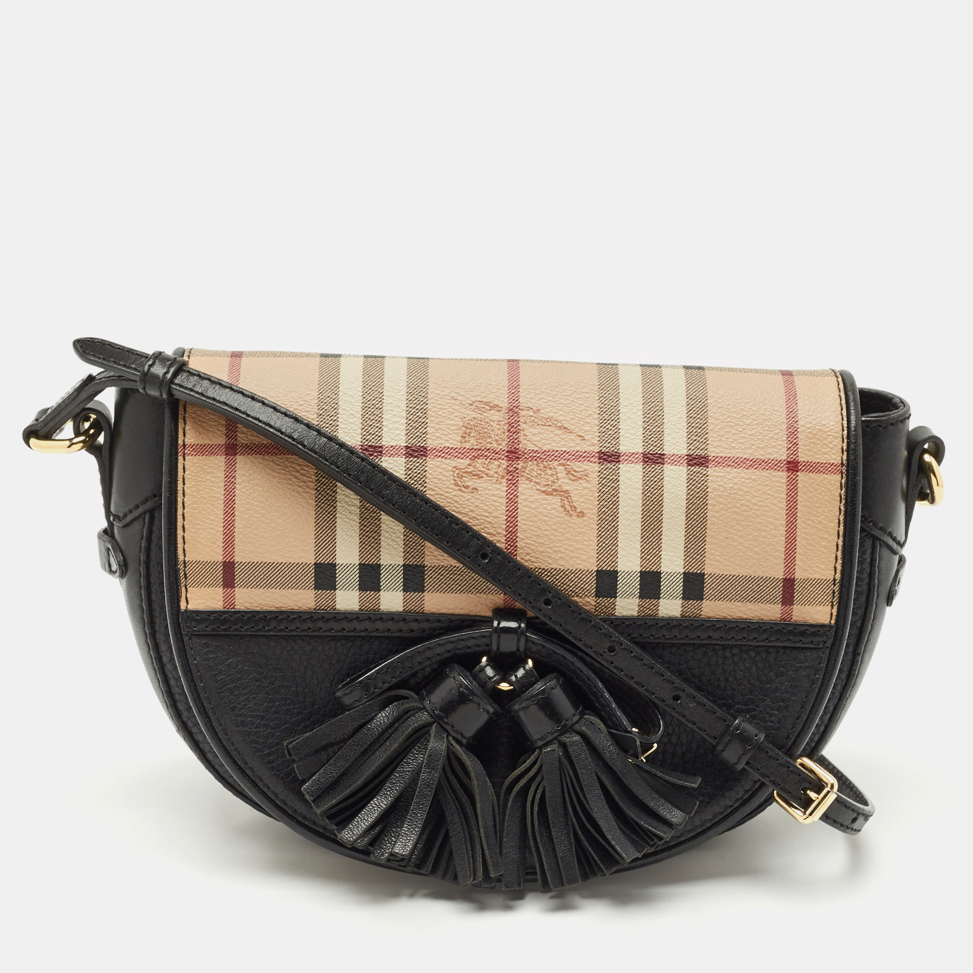 Burberry Black/Beige Haymarket Check PVC and Leather Maydown Crossbody Bag
Burberry Black/Beige Haymarket Check PVC and Leather Maydown Crossbody Bag