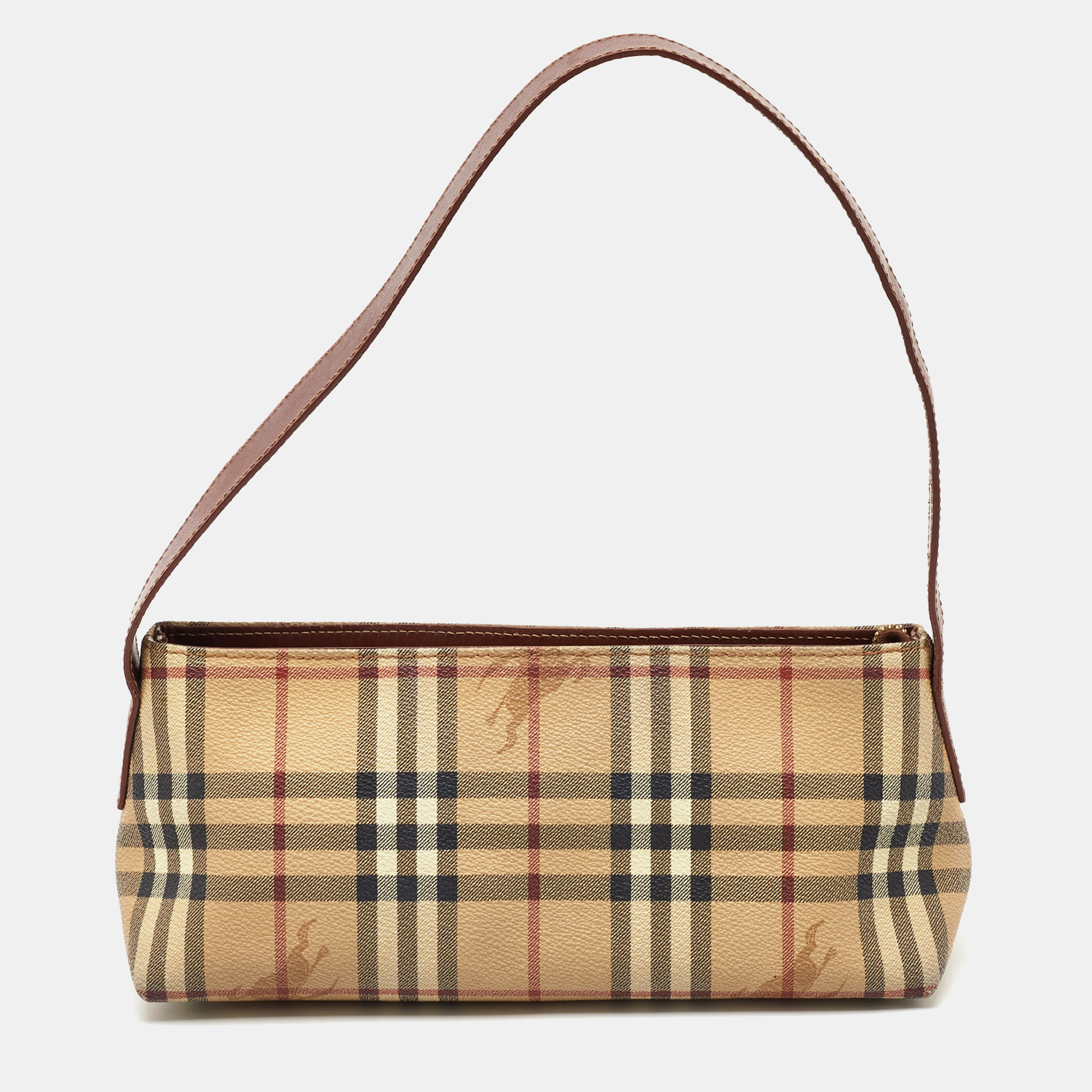 Burberry Beige/Brown Haymarket Check Coated Canvas Shoulder Bag 
Burberry Beige/Brown Haymarket Check Coated Canvas Shoulder Bag