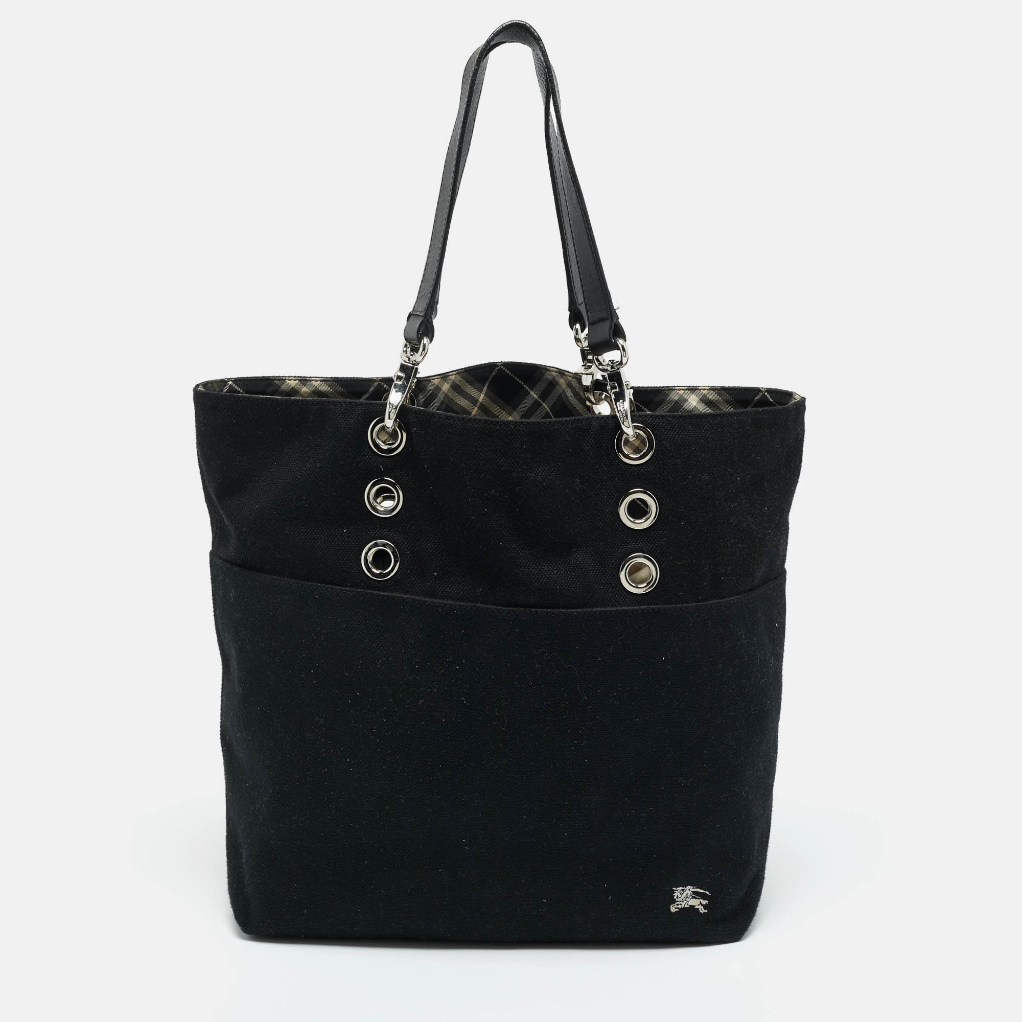 Burberry Black Canvas and Leather Eyelet Tote
Burberry Black Canvas and Leather Eyelet Tote