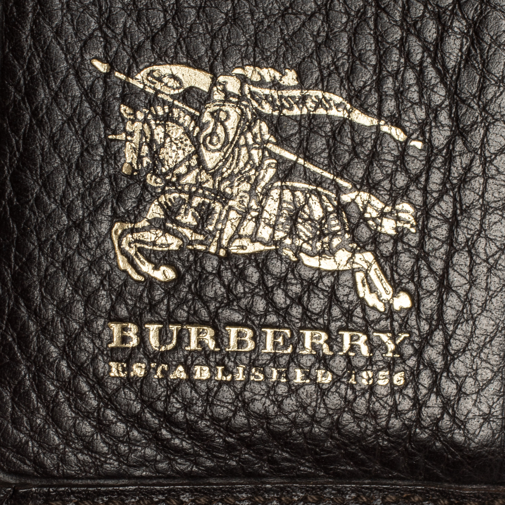 Burberry Brown/Beige Nova Check Canvas And Leather Buckle Compact Wallet