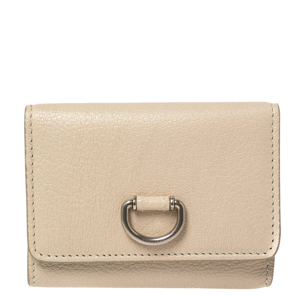 Image of Burberry Beige Leather Leabrook Trifold Wallet