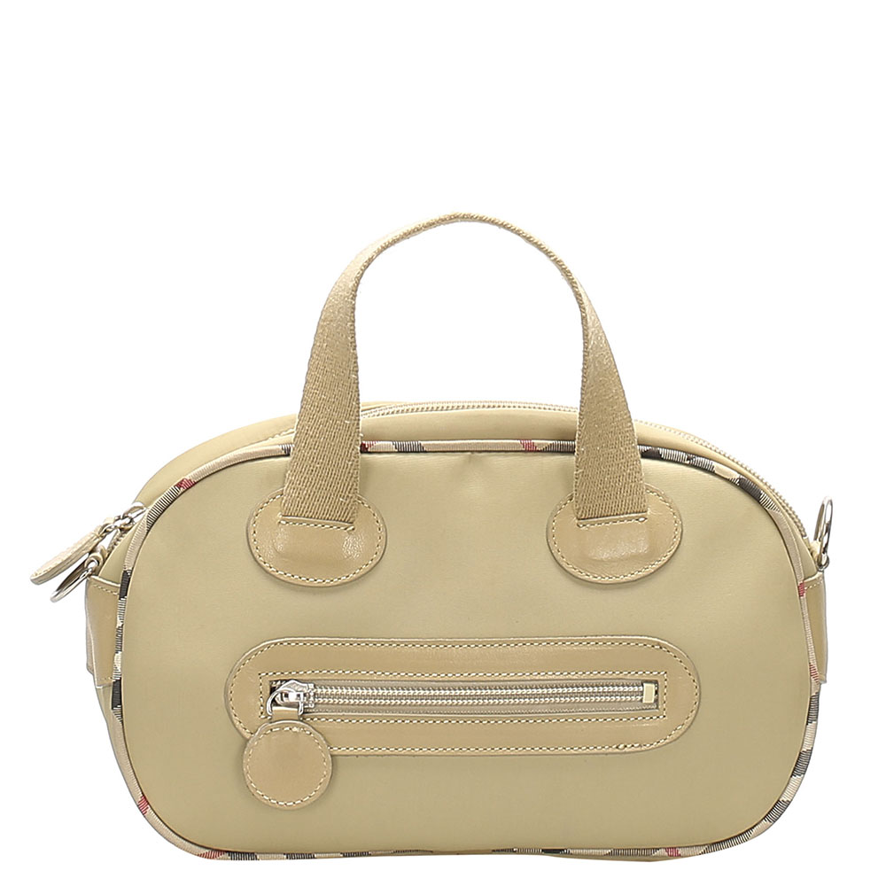 Image of Burberry Beige/Brown Leather Satchel Bag
