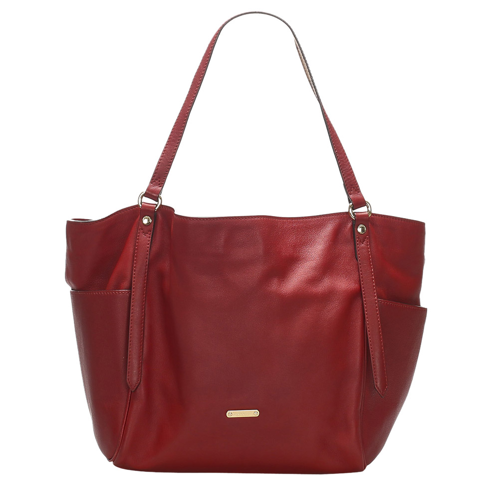 Burberry Red Leather Canterbury Tote Bag
