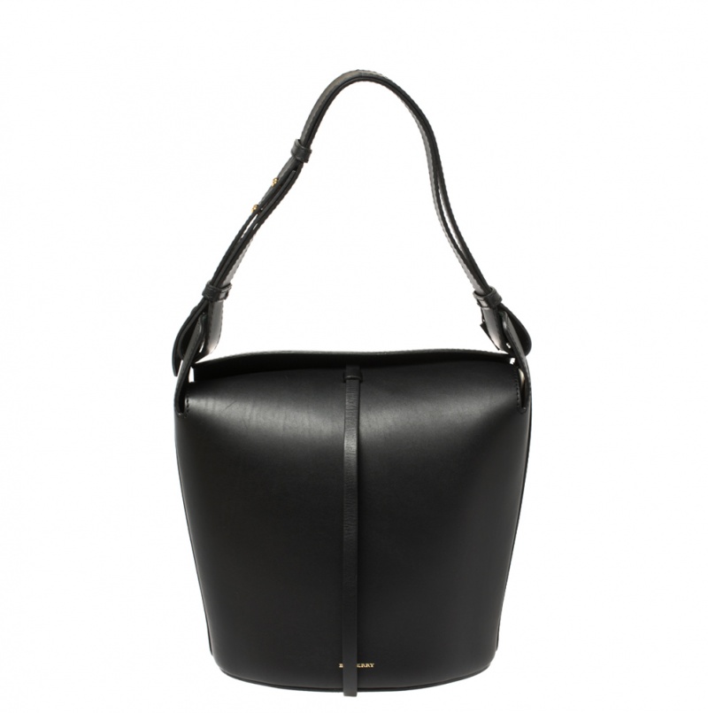 Burberry Black Leather Small Supple Bucket Bag