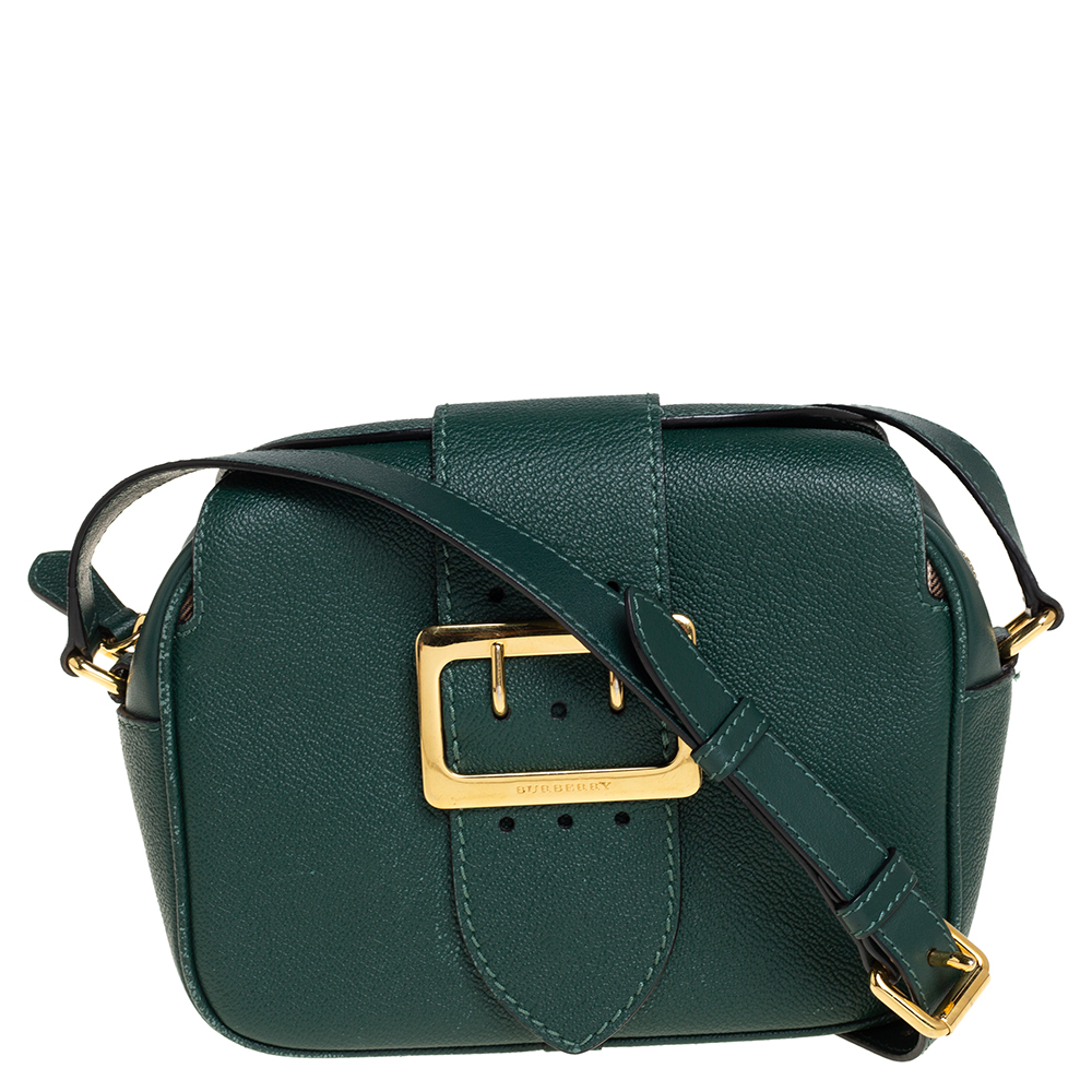 Burberry Green Leather Small Medley Buckle Crossbody Bag