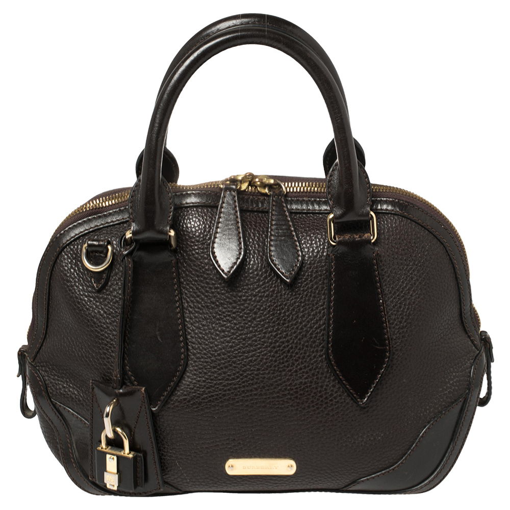 Burberry Dark Brown Leather Small Orchard Bowler Bag