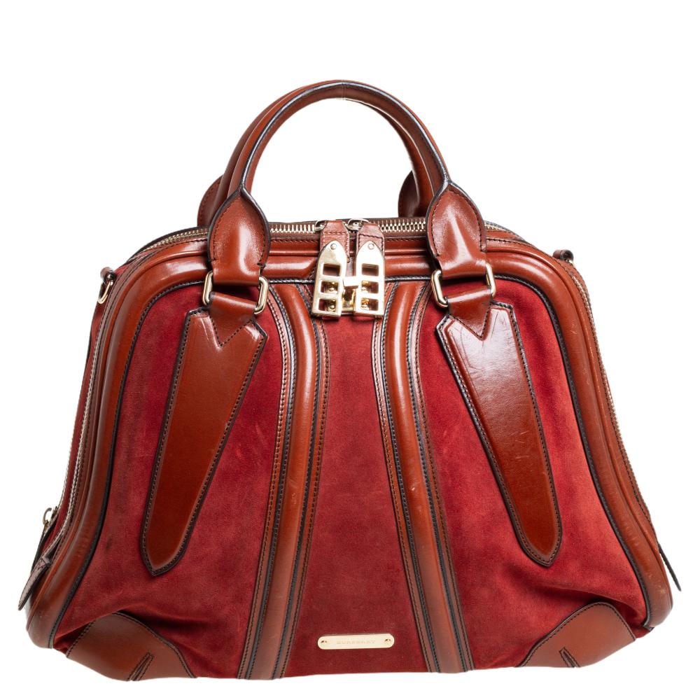 Burberry Brown Leather and Suede Shrimpton Satchel