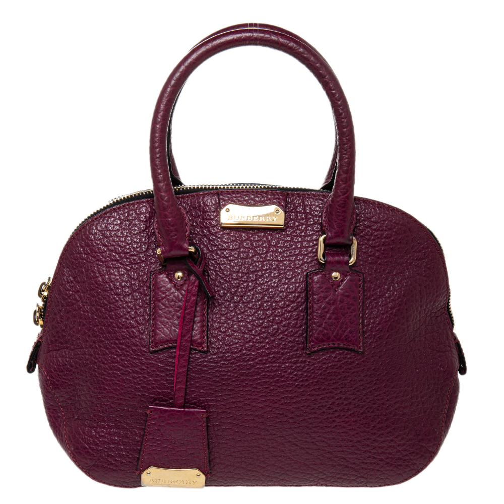 Burberry Burgundy Leather Orchard Bowling Bag