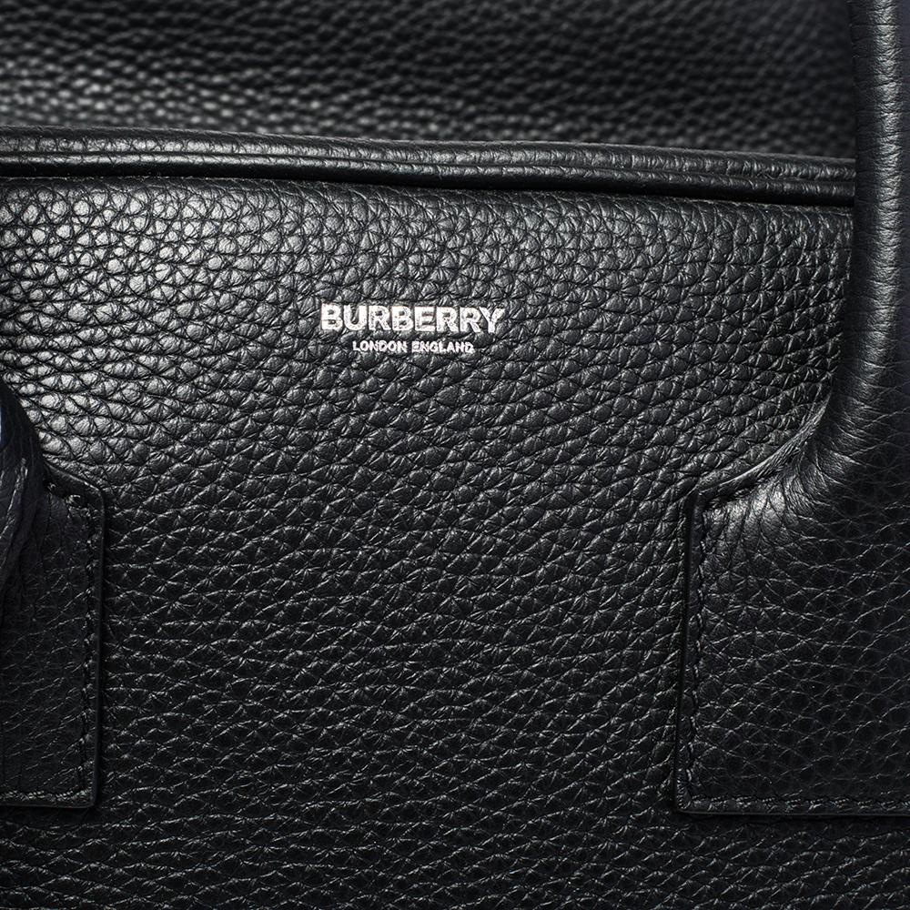 Burberry Black Leather Medium Cube Satchel