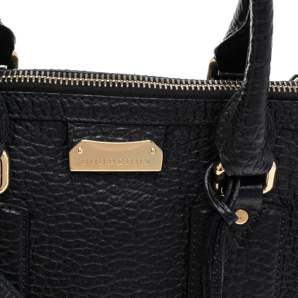 Burberry Black Grained Leather Orchard Boston Bag