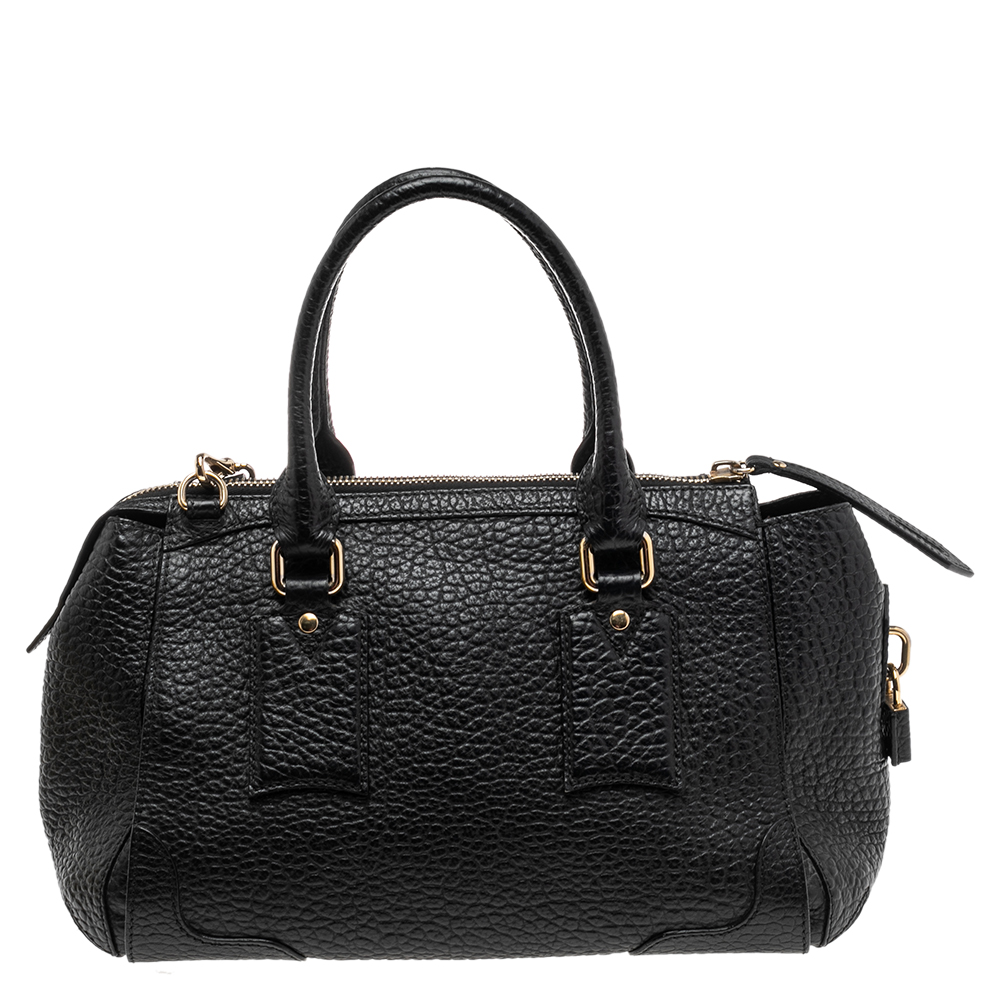 Burberry Black Grained Leather Orchard Boston Bag