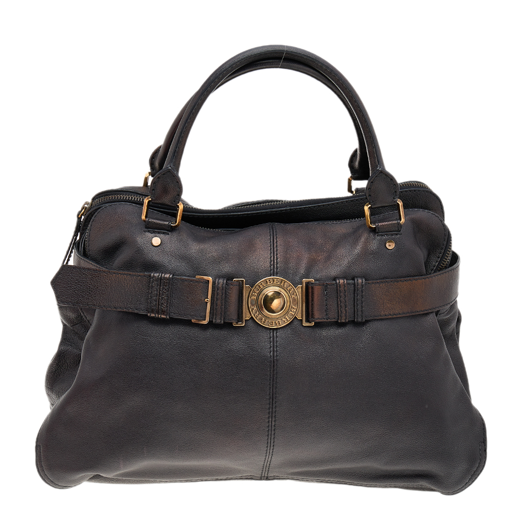 Burberry black leather lambeth satchel