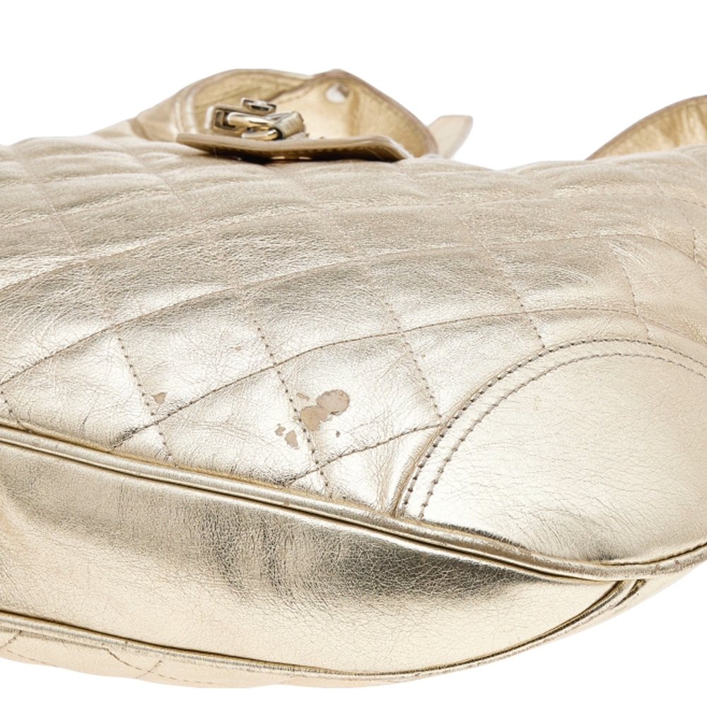 Burberry Metallic Gold Quilted Leather Brooke Hobo