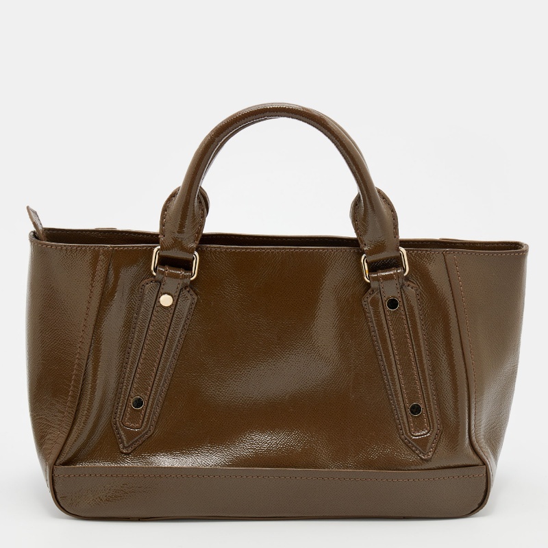 Burberry Brown Patent Leather Somerford Convertible Tote