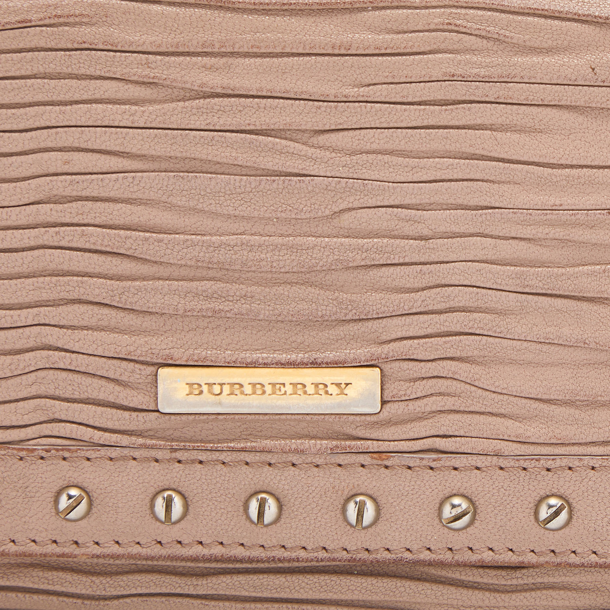 Burberry Old Rose Pleated Leather Flap Continental Wallet