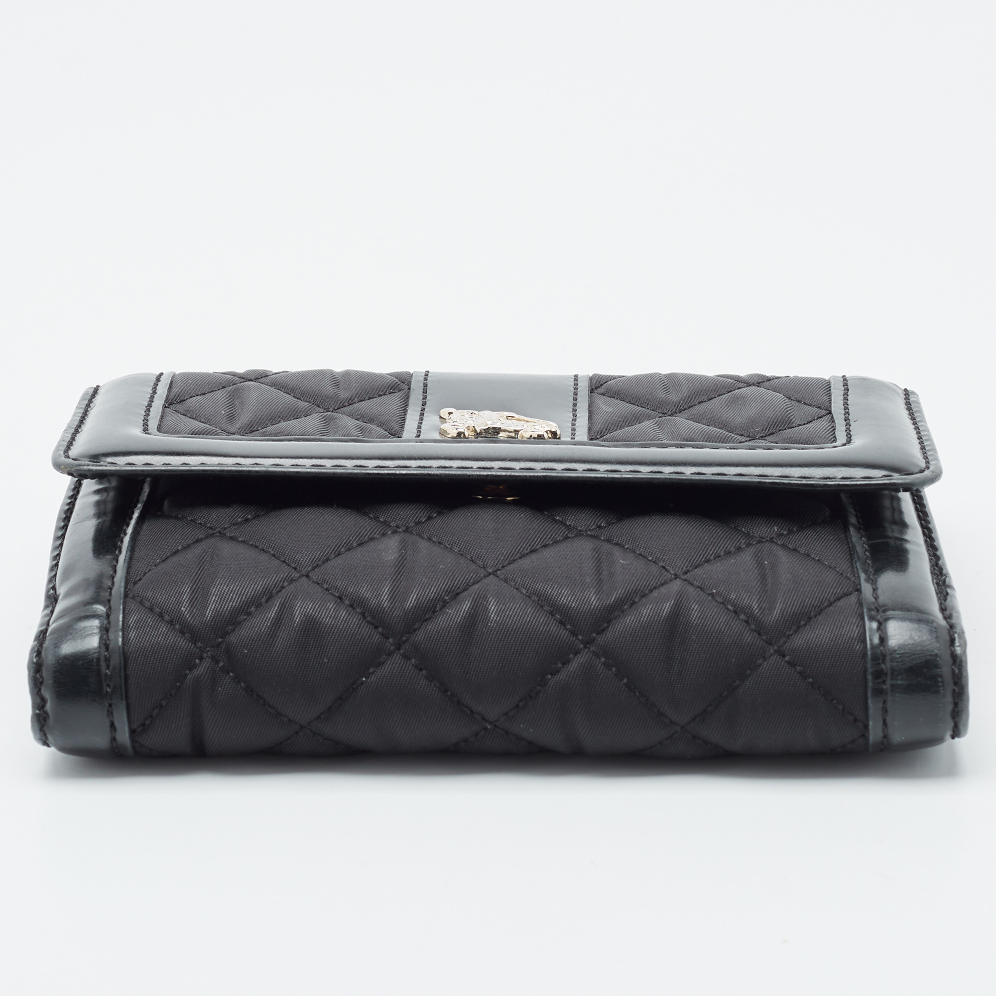 Burberry Black Nylon And Leather Compact Wallet