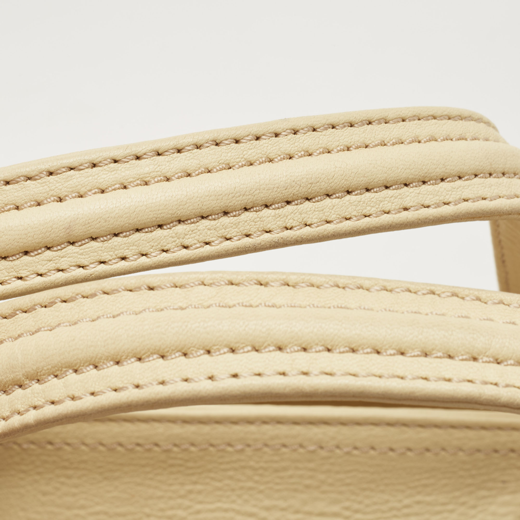 Burberry Light Yellow Leather Multiple Pocket Shoulder Bag
