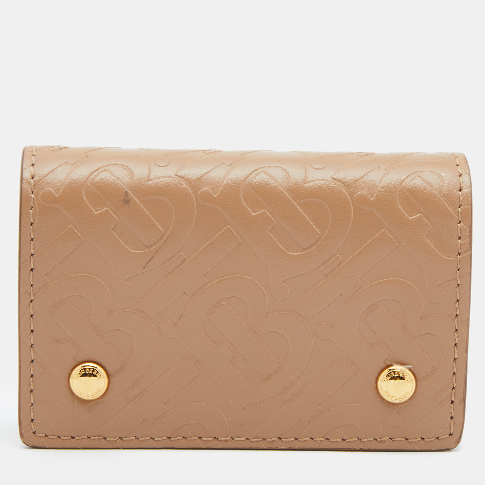 Burberry Beige TB Embossed Leather Jessie Card Case