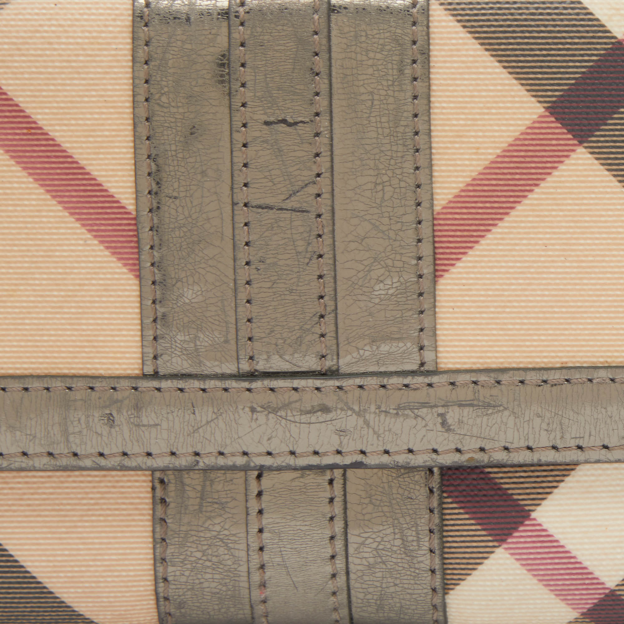 Burberry Metallic/Beige Nova Check PVC And Patent Leather French Wallet