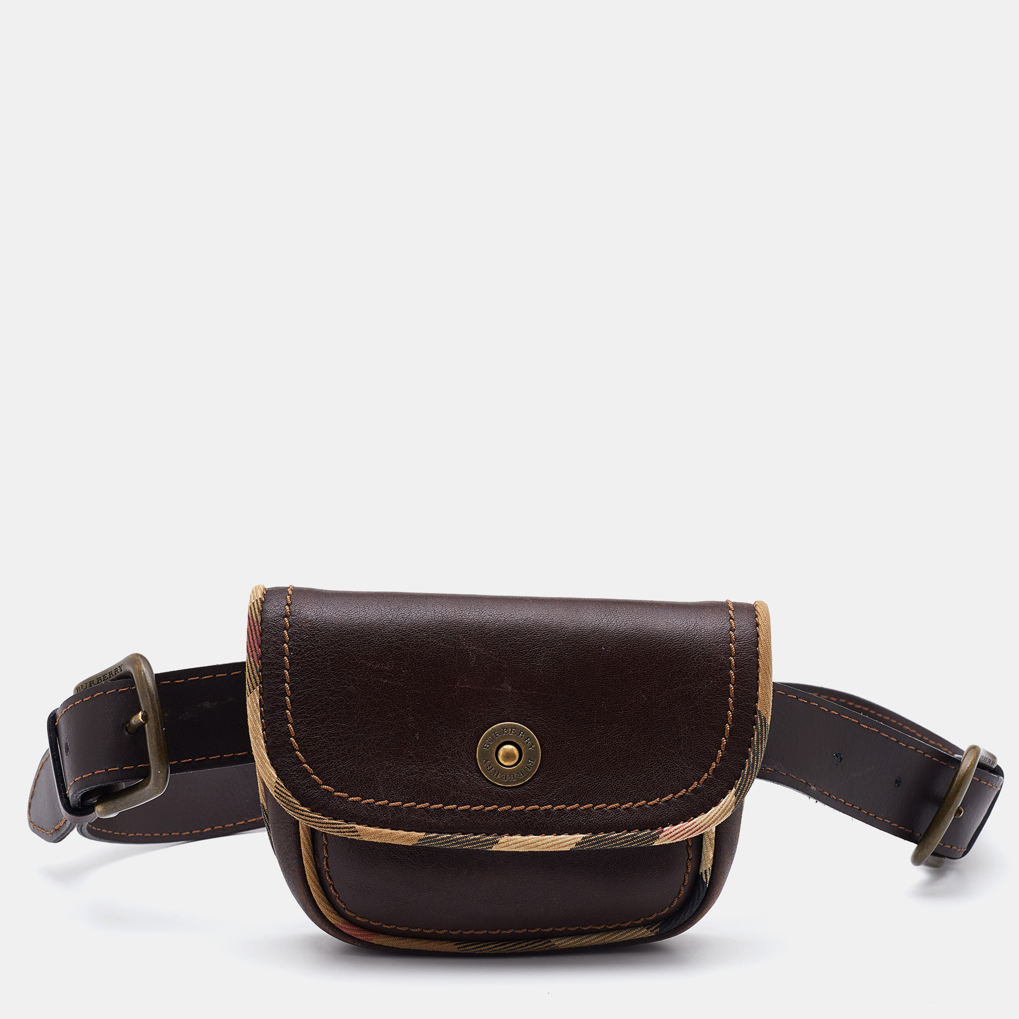 Burberry Brown Leather And Canvas Vintage Belt Bag