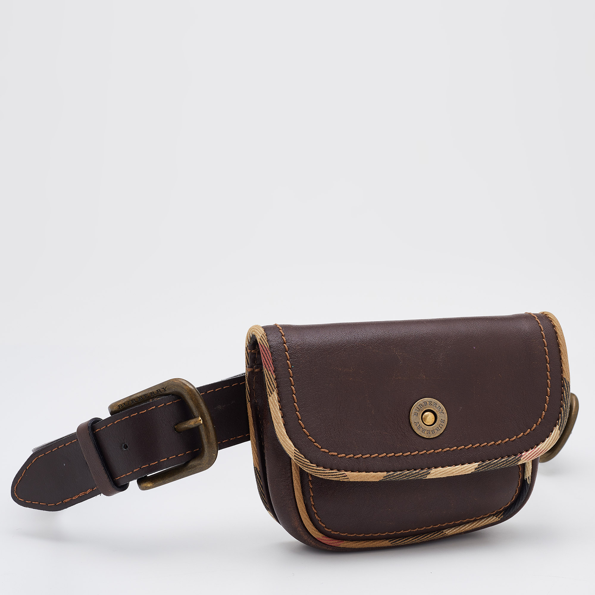 Burberry Brown Leather And Canvas Vintage Belt Bag