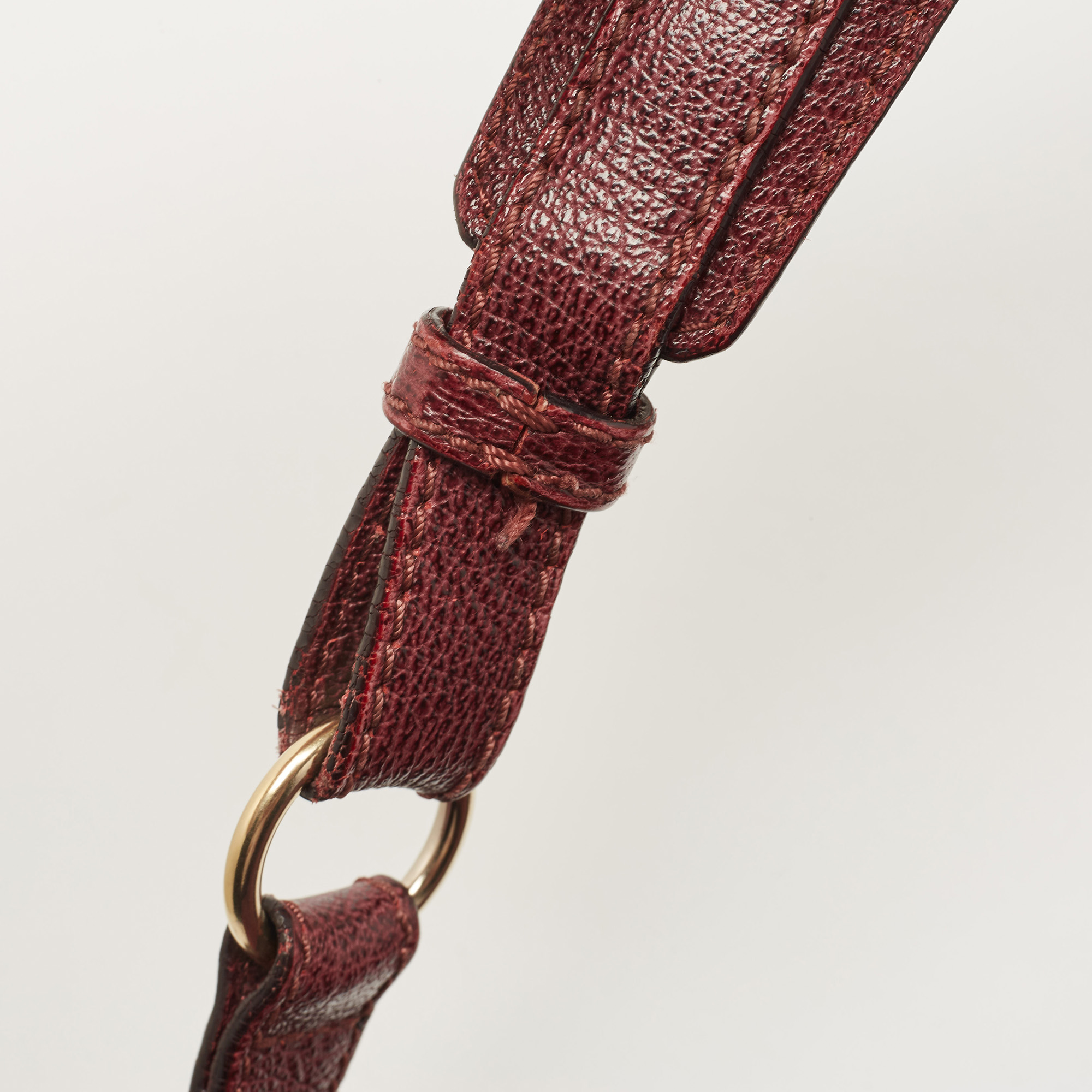 Burberry Burgundy Textured Leather Bartow Hobo