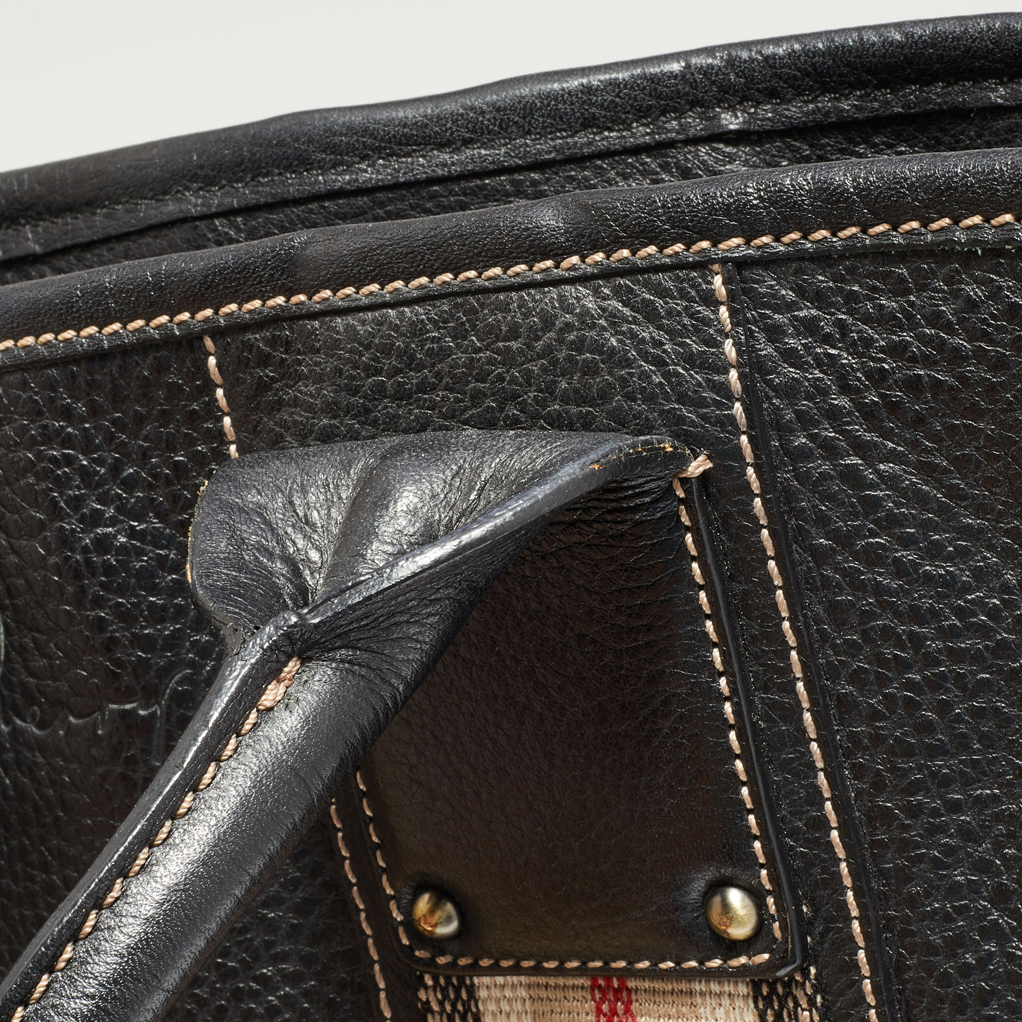 Burberry Black Leather Top Zip Tote