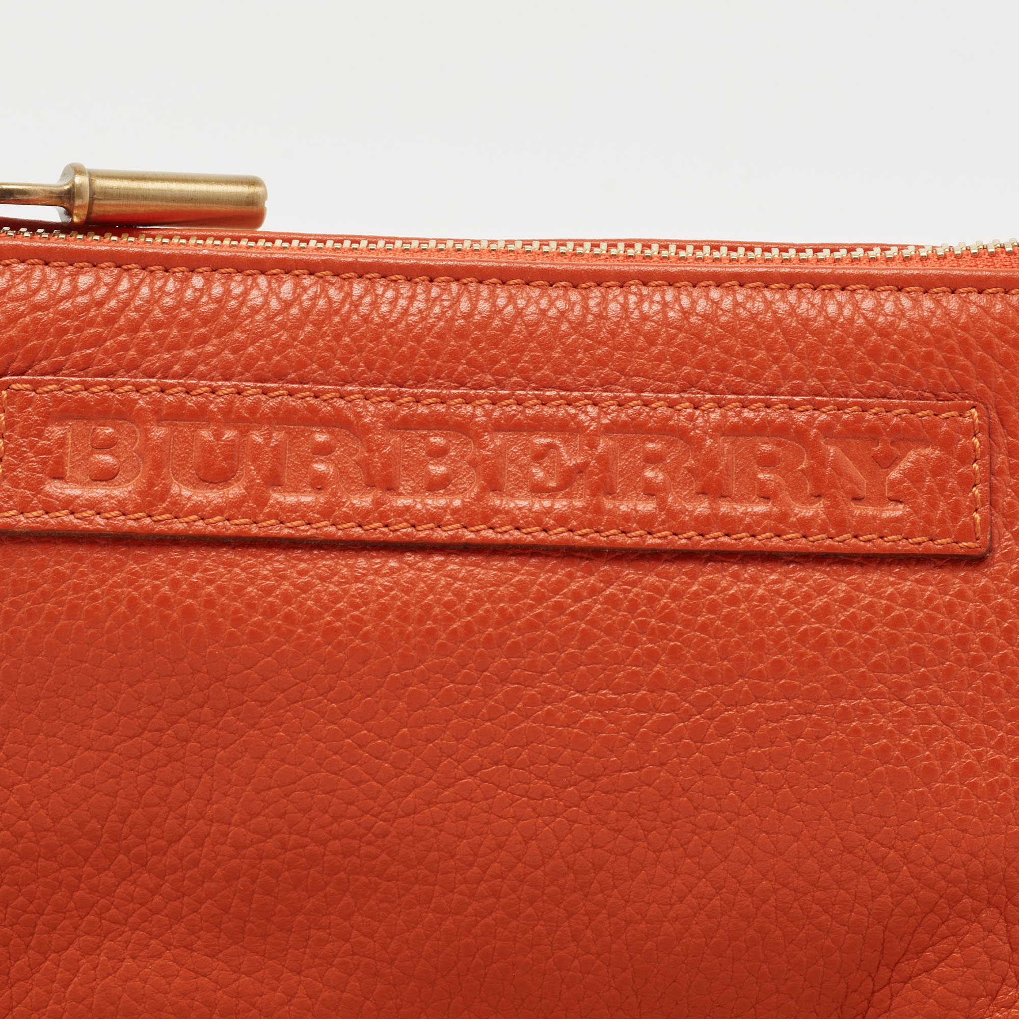 Burberry Orange Leather Shoulder Bag