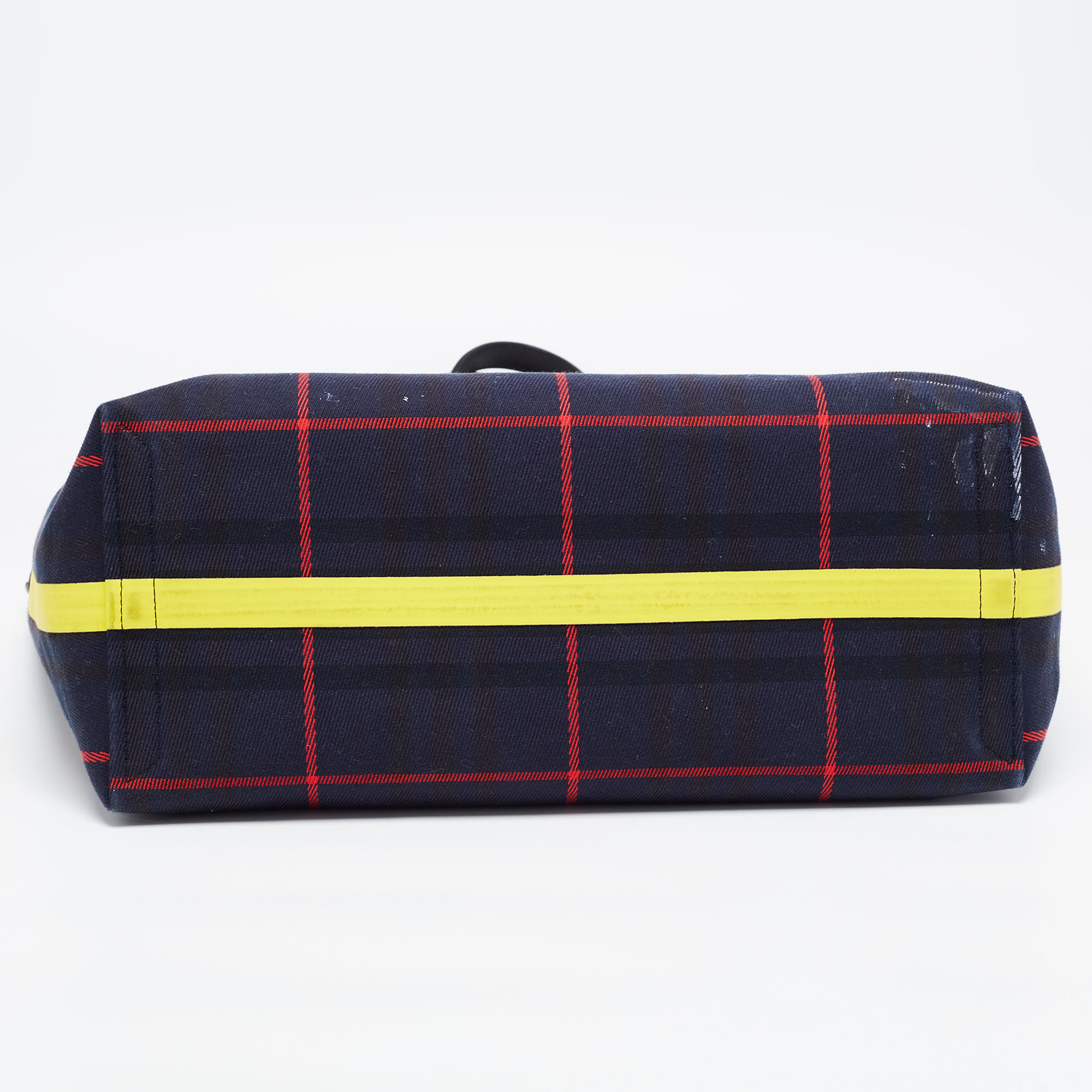 Burberry Dark Blue/Red Check Canvas Medium Reversible Giant Tote