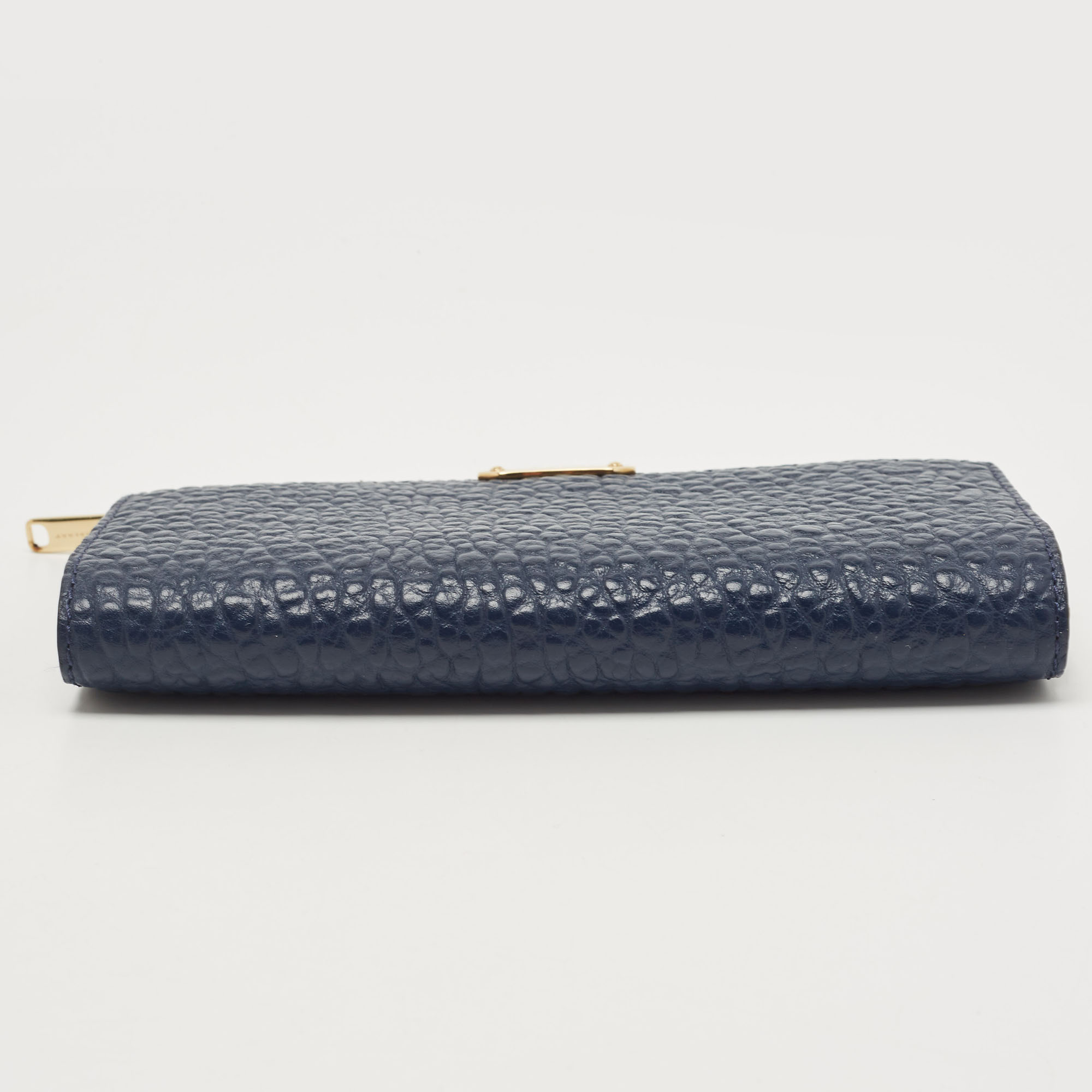 Burberry Navy Blue Textured Leather Alvington Wallet