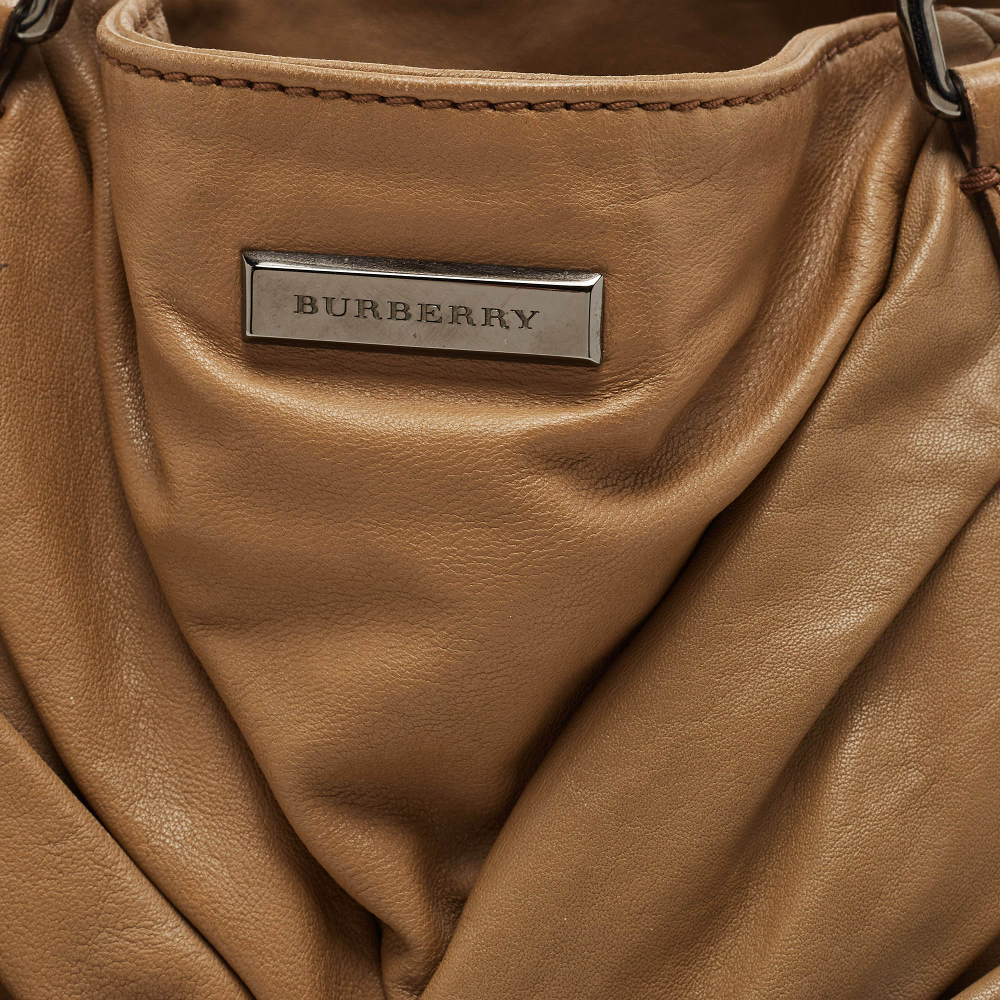 Burberry Tan Pleated Leather Tote