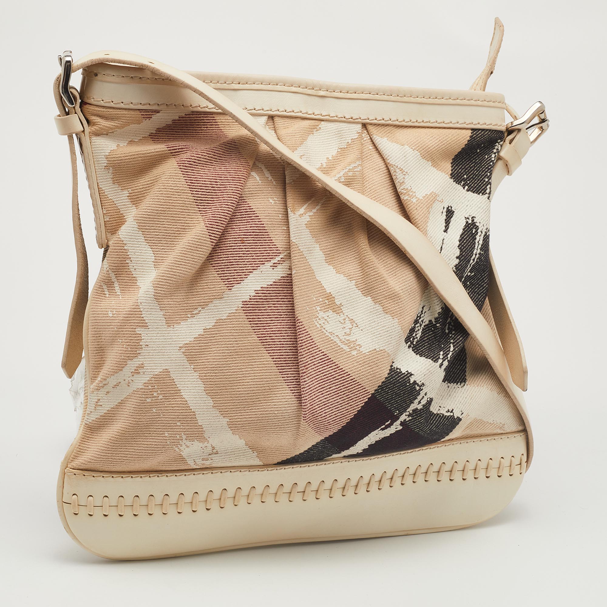 Burberry Cream/Black House Check Coated Canvas And Leather Crossbody Bag