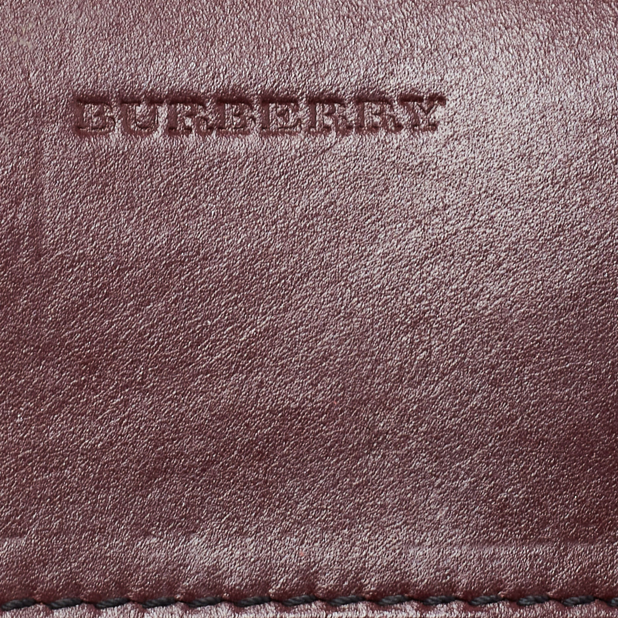 Burberry Burgundy/Cream House Check Canvas And Leather Flap Continental Wallet