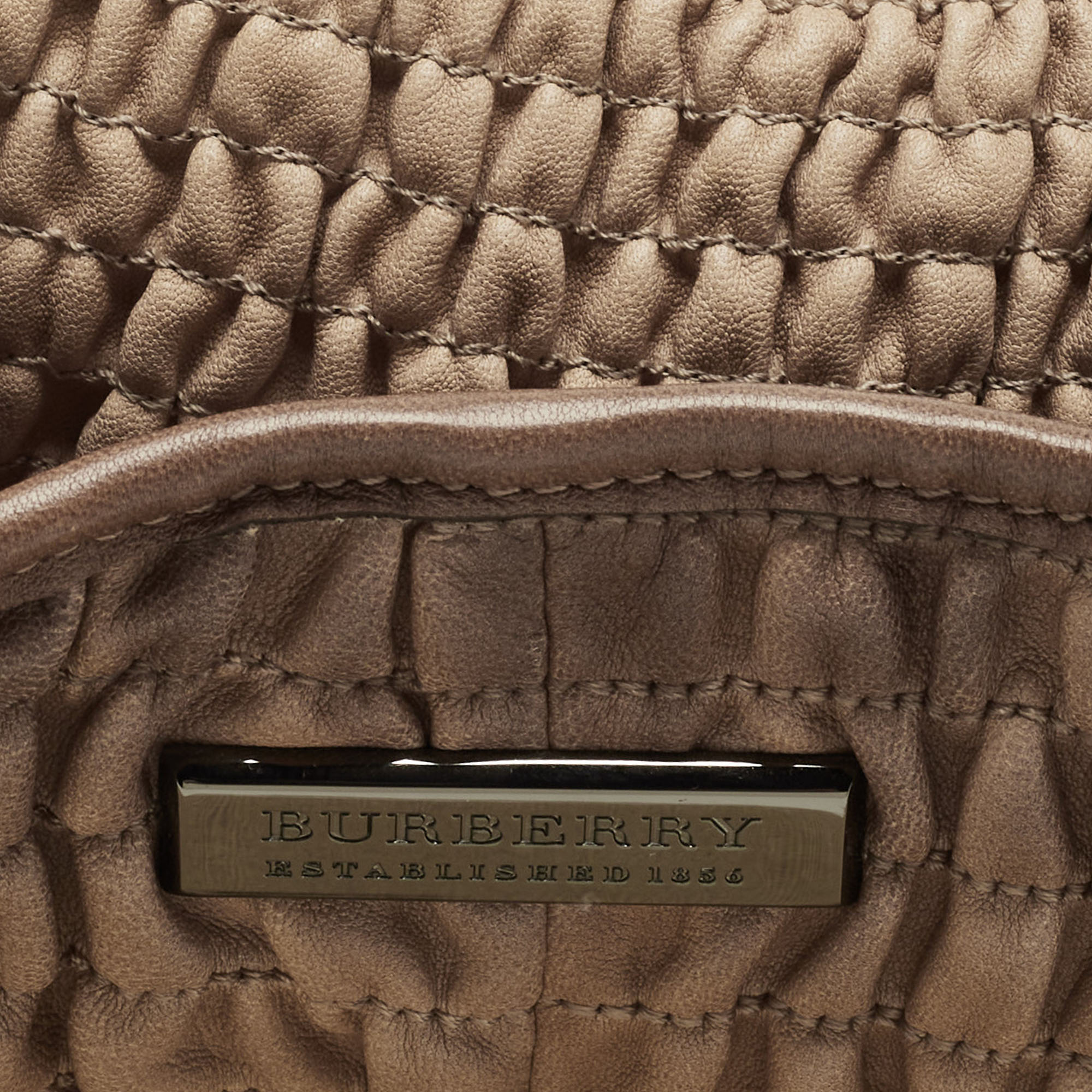 Burberry Brown Pleated Leather Shoulder Bag