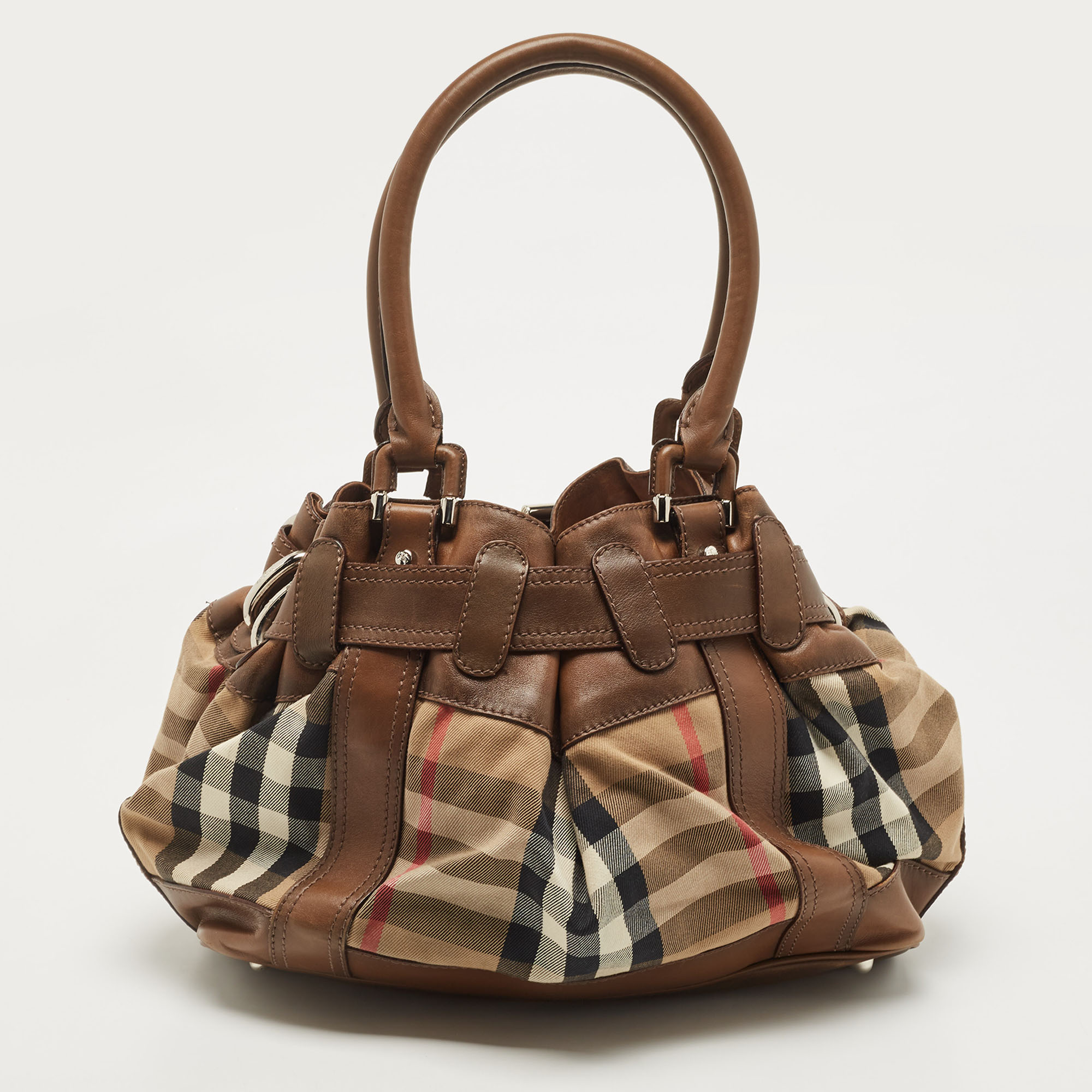 Burberry Brown House Check Canvas And Leather Large Beaton Tote