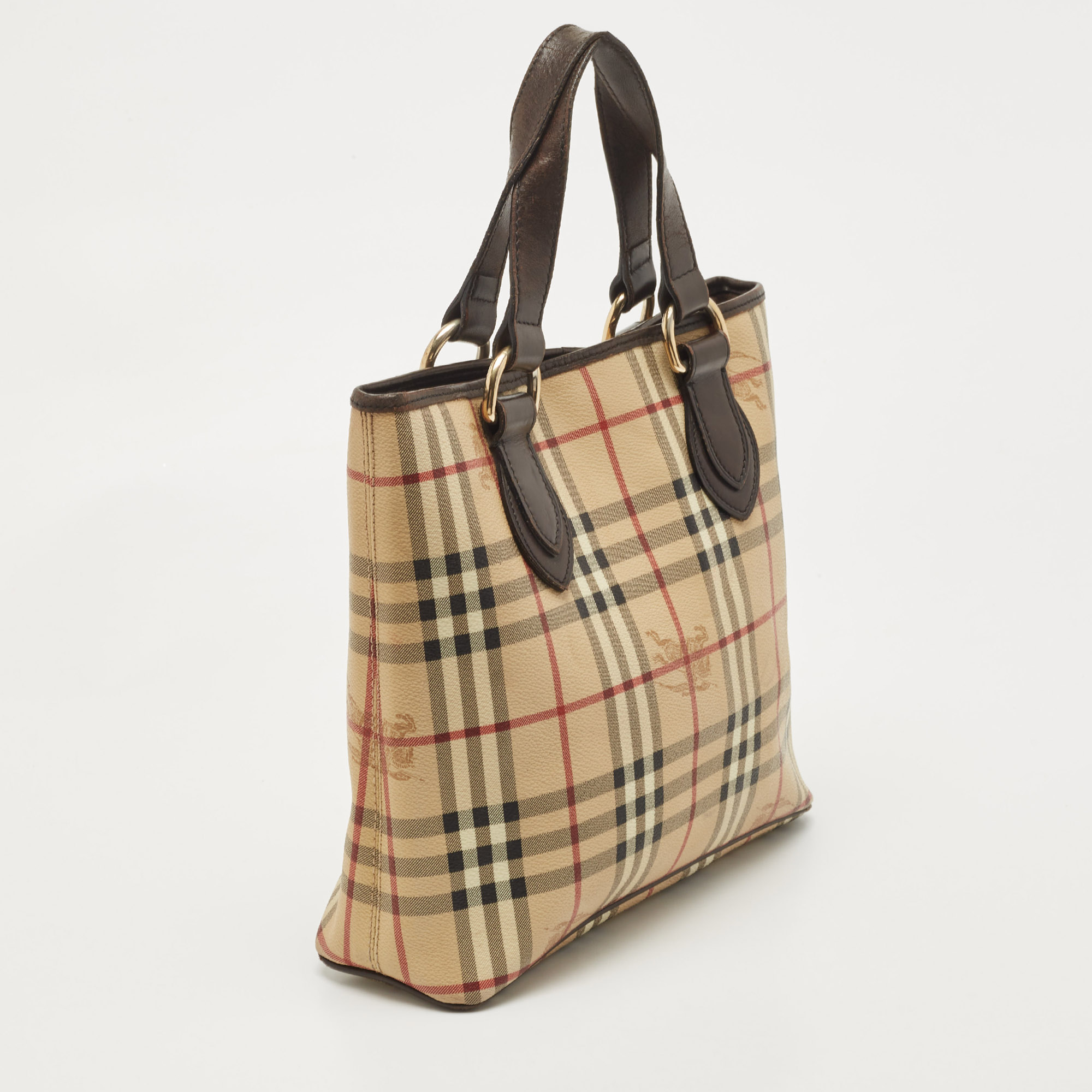 Burberry Beige/Brown Haymarket PVC And Leather Regent Tote