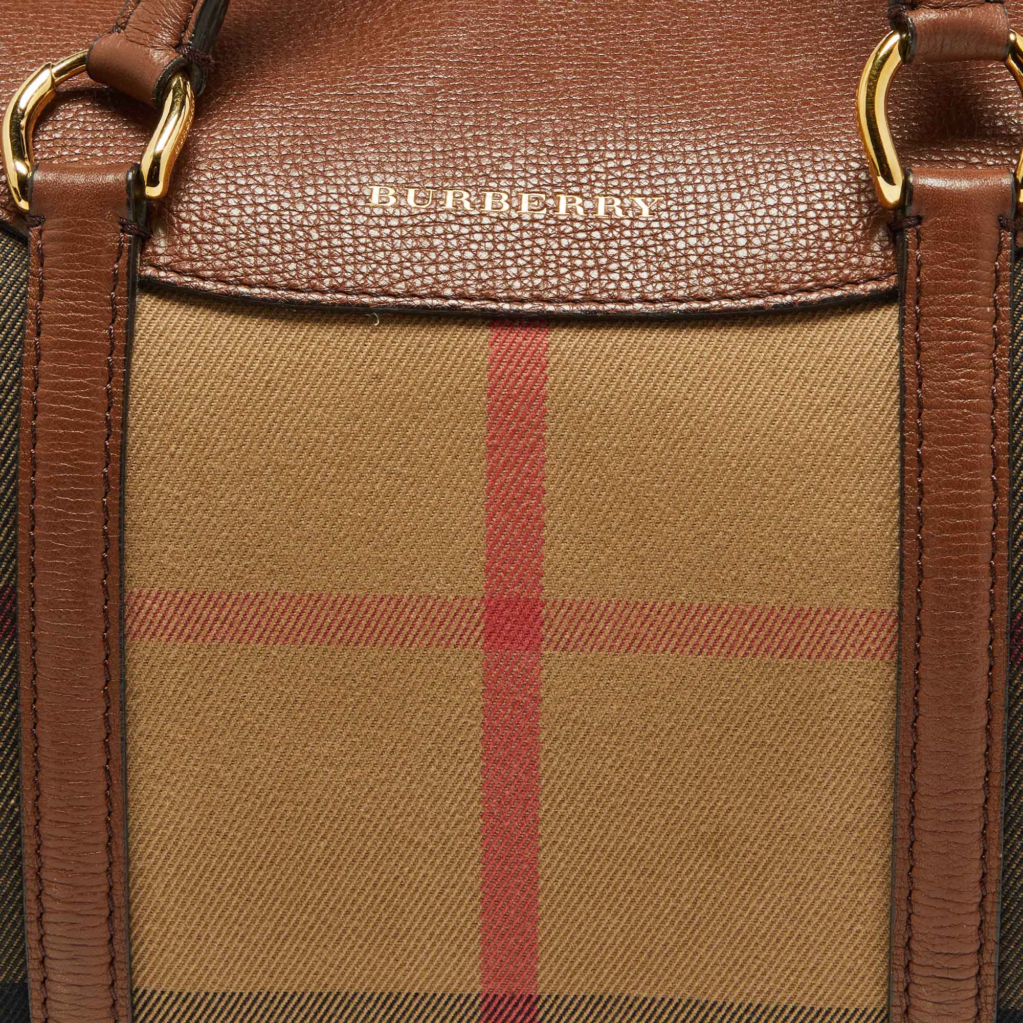 Burberry Brown House Check Canvas And Leather Medium Alchester Bowler Bag