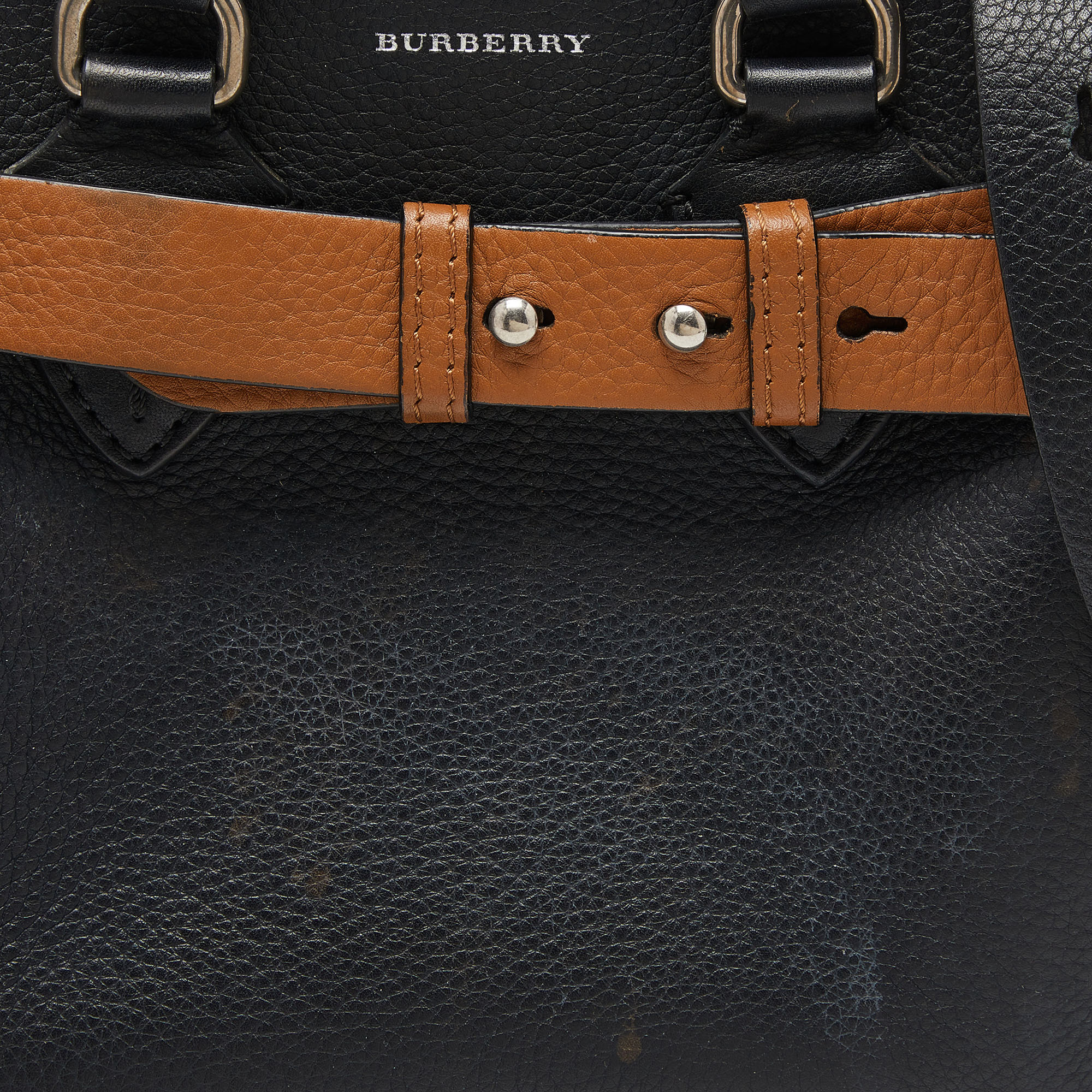 Burberry Black/Tan Leather Baby Marais Belt Tote
