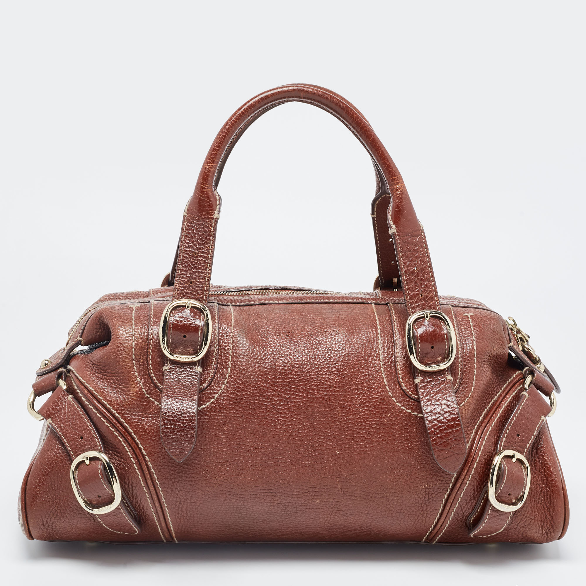 Burberry Brown Leather Bowler Bag